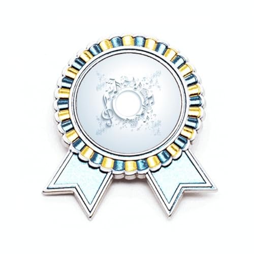 Broche notes de musique rotatives en métal blanc au design épuré
