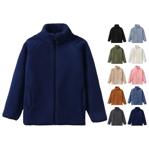 Teens Sherpa Fleece Jackets Boys Girls Full Zip Polar Jacket Fall Winter Mock Neck Warm Fuzzy Coat Outwear Pocket