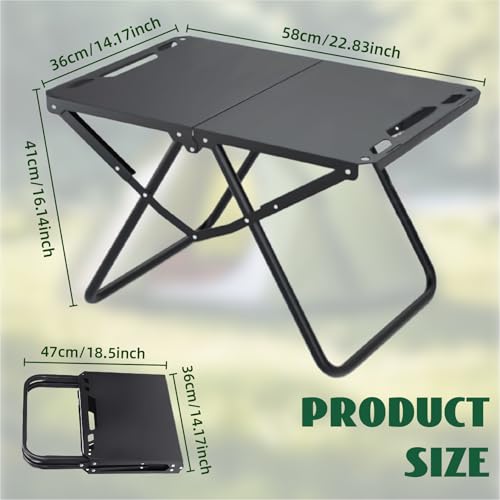 Table de camping pliante en acier au carbone, format compact avec sac de transport inclus - 4