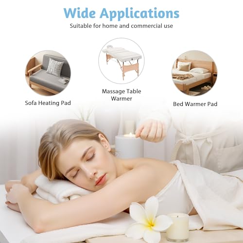 Image of Massage Table Warmer Heating Pad Professional SPA Massage Bed Warmer Pads | with 9 Timer, 9 Heat Settings, Overheat Protection for Massage Bed & Spa, Thickened & Soft Fleece, 30 inch x 71 inch