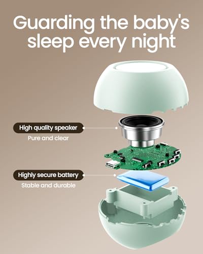 Image of CHICWAY Portable Sound Machine with AI Cry Detection for Baby Adult, Green | 2026 Mom's Choice Awards, 18 Soothing Sound, Bluetooth Rechargeable White Noise Machine for Home Office, Nursery Light