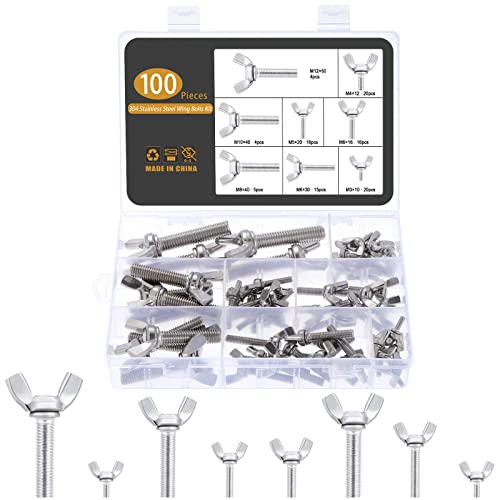 Gueenky 100 Pezzi Dadi ad Alette, M3 M4 M5 M6 M8