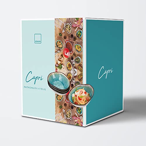 Sänger | Pastaschalen Capri aus Steingut, 4-teiliges Pasta Teller Set, Bowl Schüssel, Modernes und Einzigartiges Design | PREMIUM COLLECTION