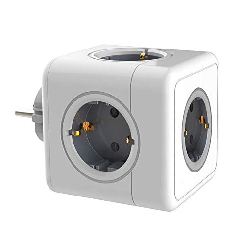 16A 250V EU-Stecker Steckdose Adapter Ladedockverlängerung Home Travel Cube Steckdosenleiste Adapter (5 AC, Grau)