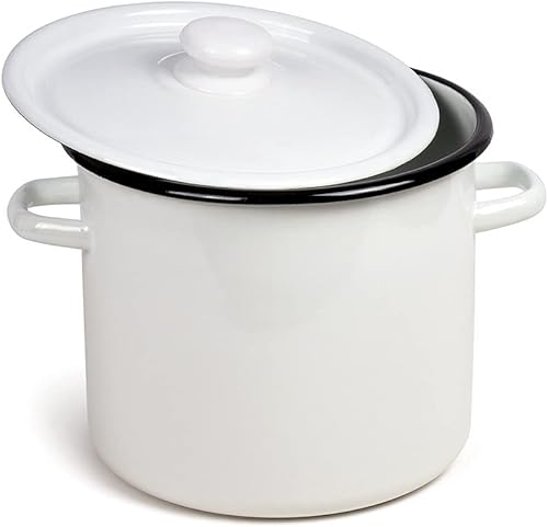 Miniatura 3 de Olla de acero esmaltado Olla de esmalte blanca Olla de cocina Olla de cocina (9L)