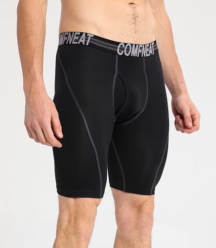 Comfneat Men's 9" Long Boxer Briefs Sports Performance Breathable Underwear 4-Pack3