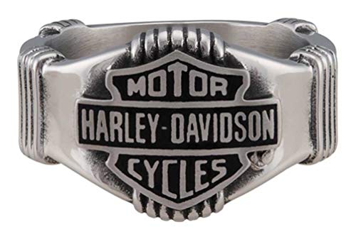 Harley-Davidson Men's Nut & Coil Bar & Shield Ring Band - Stainless Steel (12)
