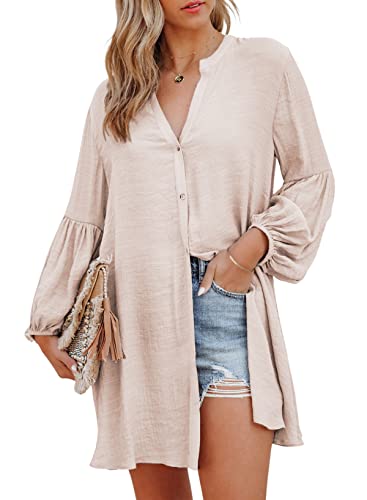 BLENCOT Hemd Damen Oberteile Damen Sommer Langarm Button Down Shirts...