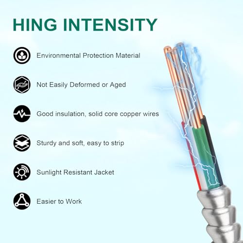 Image of MOOKEERF 12 /3 MC Cable with Ground - 100FT Pure Copper 12AWG /3 Metal Clad Wire with Aluminum Armor 12 Gauge 3 Conductor Type MC Alum Cable
