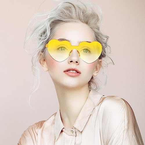 Image of 12 Pairs Heart Glasses Colorful Rimless Heart Shaped Sunglasses Love Glasses for Bachelorette Bride Party Favor