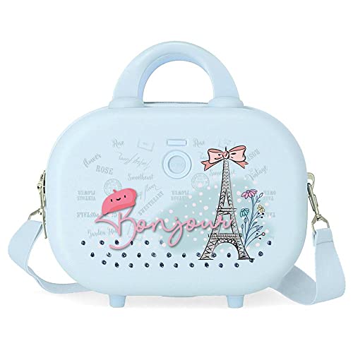 Enso Basket Family Beauty Case Bambini 23x20x9 Cm In Poliestere Blu, Con Fascia Per Valigia, Pratico E Divertente - 6