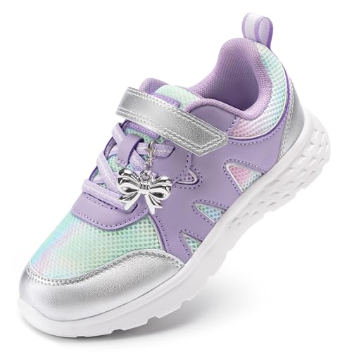 Stelle Girls Sneakers Kids Tennis Shoes with Non-Slip Sole Lightweight Breathable Athletic Sports Running Shoes for Toddler/Little Kid/Big Kid(Galactic Sherbet 13ML)