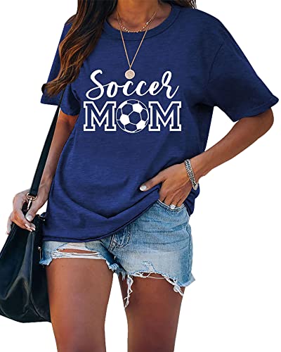 Womens Soccer Mom Shirt Short Sleeve Crewneck Soccer Printed Casual Cute Graphic Tee Tops2