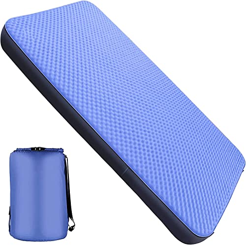 Double Self-Inflating Camping Mattress, 80”×52” Sleeping Pad, Ultra Comfortable Side Sleep Friendly 4 Inches Thick Pu Foam, Portable Roll-Up Floor Guest Bed, Tpu Material, Blue #TOP15