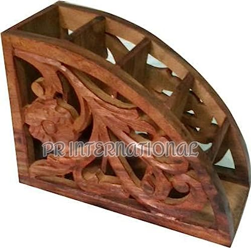 PR INTERNATIONAL HomeDecor Handcraft Wooden Remote Stand Holder/Stand/Organizer/Rack for Space Saving 5 Slot Storage Brown - Cosy Home Interiors PR INTERNATIONAL HomeDecor Handcraft Wooden Remote Stand Holder/Stand/Organizer/Rack for Space Saving 5 Slot Storage Brown - Image 2