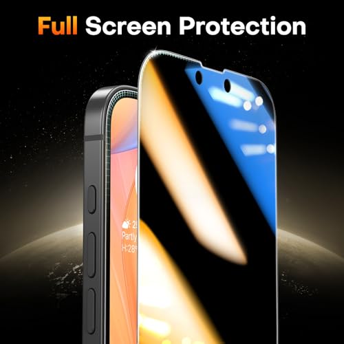 Image of TOCOL Privacy Screen Protector for iPhone 16e 6.1 inch 9H Hardness Military Grade Shatterproof HD Tempered Glass for Easy Installation 2 Pack