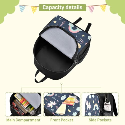 DOMIKING Fly Unicorn Navy Kids Backpack for Boys Girls School Kindergarten Backpack for Toddler Kids School Bag Bookbag Age 3-64