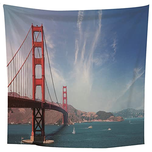 Unzye Small Tapestry Tapestry For Bedroom Aesthetic Trippy Small Beautiful Golden Gate Bridge Wall Covering Kids Room Tapestries For Teen Girls Blue Red Fabric 350X250Cm #TOP2