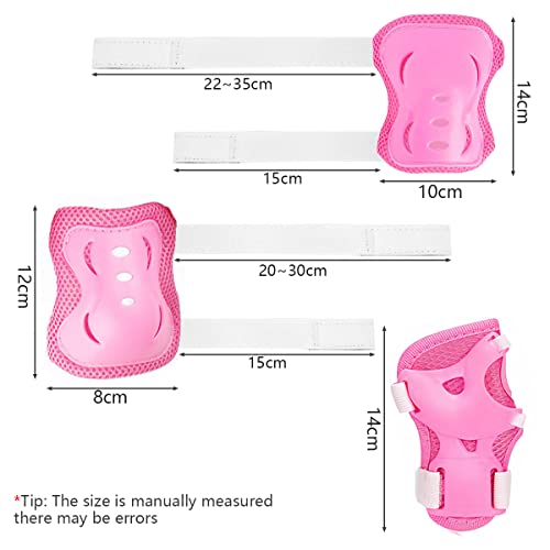 YUTOU Children's Knee Pads Set 6-in-1 Adjustable Knee Pads Elbow Pads Set Children's Knee Pads Protectors Protective Equipment Children for Inline Skateboards Scooters (Pink) - Image 3