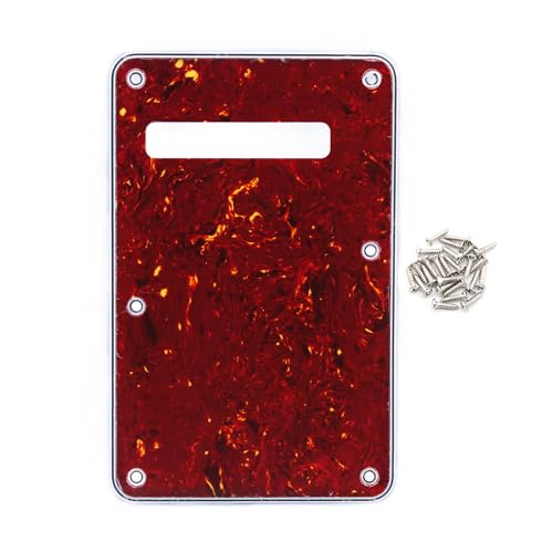 FLEOR Guitar Back Plate ST 6 Holes Tremolo Cavity Cover for Modern Style ST Electric Guitar Replacement Parts with Screws,4Ply Red Tortoise Shell