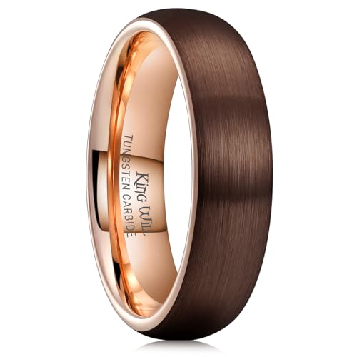 King Will 6mm Brown & Rose Gold Tungsten Band