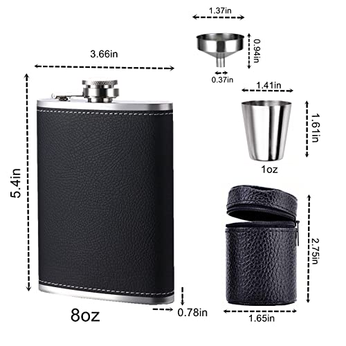 Hip Flask Gift Set,Premium 304 Stainless Steel Flask,Hip Flask For Liquor For Men And Women.8Oz Leather Flask Gift Box(Leakproof, Rustproof,You Can Open The Lid And Drink Everytime) #TOP5