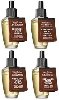 Bath and Body Works 4 Pack Cinnamon Spiced Vanilla Wallflowers Fragrance Refill. 0.8 fl oz.
