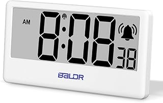 BALDR Digital Clock with Internet Time - WiFi Alarm Clock Battery Operated with Large Digital Display Internet Time, 12/24 Switchable, with Backlight, Auto Sync to Wi-Fi Weather Station, White