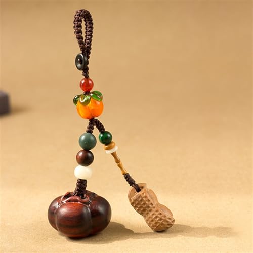 ROBAUN Drewniany breloczek do kluczy w kształcie orzeszków ziemnych, brelok 3D Persimmon do akcesoriów kluczyka samochodowego, zawieszki do torebki, Wielobarwny, 4.3" x 1.2" x 1.2"