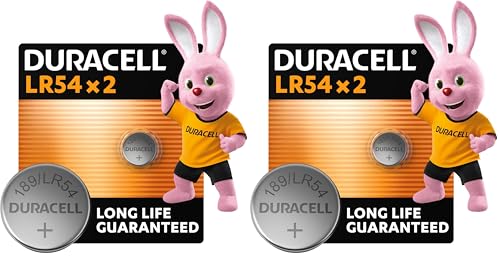 DURACELL LR54 Knopfzellen (2 Stück) LR 54 Batterien 1,5 V (189 / LR1130 / V10GA) (Packung mit 2)