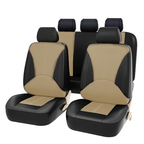 9 Piezas Cuero Fundas Asientos,para BMW 3 Series E30 1982-1990 Asientos Cómodo Impermeables Fundas Cubreasientos Protectores Interior Accesorios, B/Black Beige