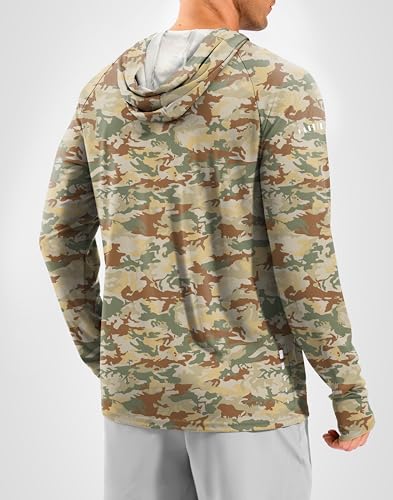 Image of Men's Sun Protection Hoodie Shirts Long Sleeve UPF 50+ Swim Shirts for Men Rash Guard Fishing Shirt Quick Dry