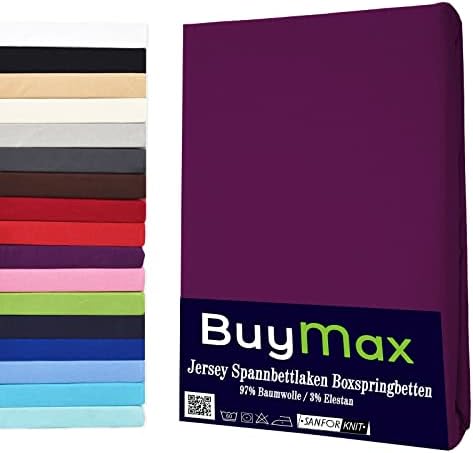 Buymax Topper prześcieradło z gumką 200 x 200 cm, 100% bawełna, dżersej, na materac o wysokości do 9 cm, do łóżka kontynentalnego, antracytowo-szare