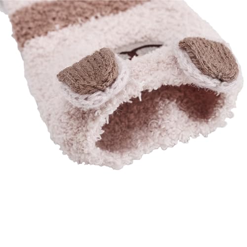 Image of Thigh High Fuzzy Socks Cute Animal Coral Fleece Over the Knee Thigh High Long Stockings Warm Stripe