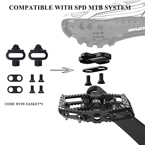 Mountain Bike Pedals - Dual-Sided Clip-In Pedal Spd Clipless Pedals - 3 Sealed Bearings, 9/16” Bicycle Platform Mtb Pedals #TOP2