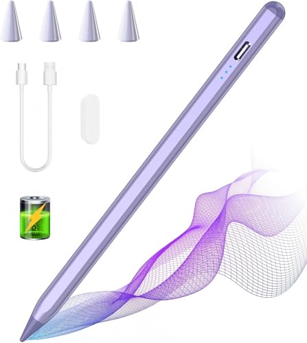 MMK Stylus Pen for iPad - Apple Pencil Compatible With 10th/9th Gen, Air 5/4/3rd, Pro 11/12.9 Inch - Palm Rejection, Tilt Sensitivity, Magnetic - Purple
