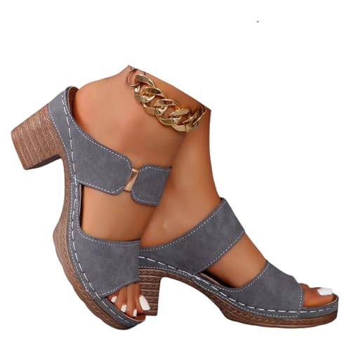 Ladmiple Chunky Heels For Women Backless Low Heels Classic Open Toe Ankle Strap Block Heel Party Wedding Dress Pumps Shoes