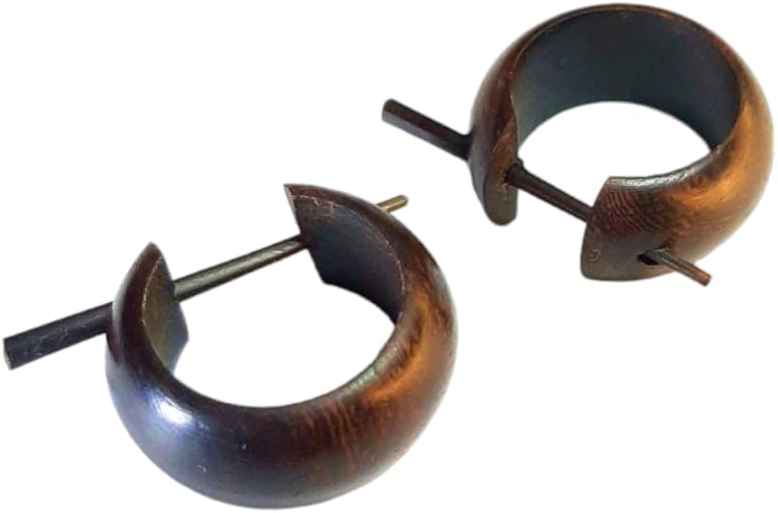 Boucles D'oreilles Tribales 81stgeneration – Bois, Marron, Fermoir Stick – Neuves