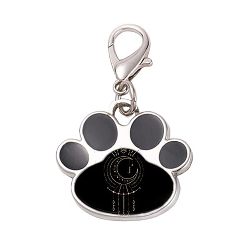 DIYthinker?Moon Alien Totem Pattern Geometry Pet Tag Keychain Dog Cat ID