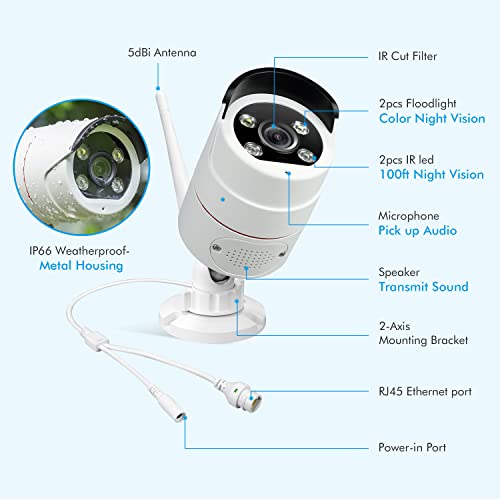 Yeskamo 5Mp Nvr Wifi Security Camera System Wireless Outdoor, Spotlight 2K Ultrahd Ip Camera 2 Way Audio, 8 Channels Home Business Video Surveillance System Human Detection Siren Alarm,1Tb Hard Drive #TOP7