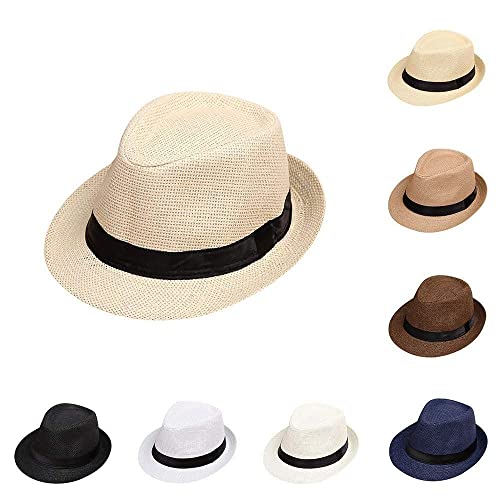 Boné infantil infantil verão praia chapéu de sol Jazz Panama Trilby Fedora boné de gangster B multic