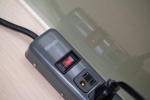 Woods 41386 Metal Power Strip With 6 Outlets, Resettable Safety Circuit Breaker Switch, 5 Foot Cord #TOP3