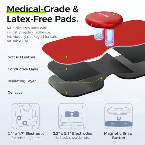 Image of AUVON Wireless 24 Modes TENS Unit Muscle Stimulator for Pain Relief, 6 Pads | Rechargeable EMS Massager, Smart Pocket-Size TENS Machine, Drug-Free Pain Relief for Neck, Back & Shoulder, 6 Premium Pads