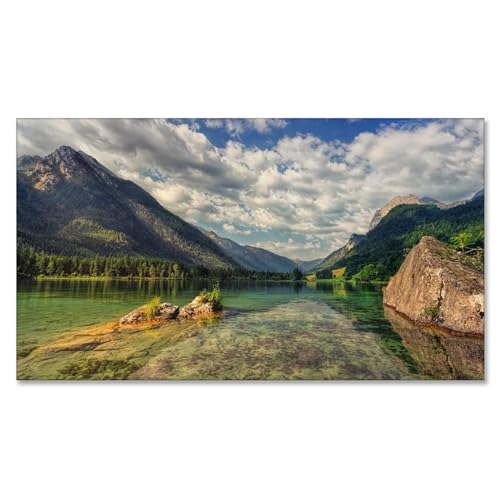 Tableau paysage montagne pour agrandir salon mur vide toile lac clair 40x70cm
