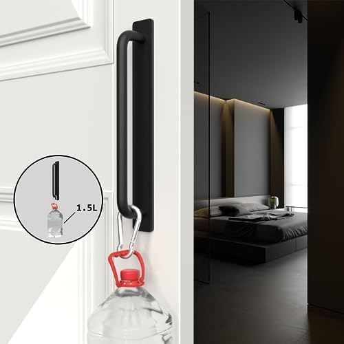 Miniatura 3 de homdiy Paquete de 2 tiradores adhesivos de gabinete autoadhesivos instantáneos para cajón, sin perforaciones, color negro, para empujar, tiradores