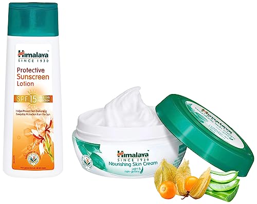 Image of Himalaya Nourishing Skin Cream, 200ml And Herbals Protective SPF 15 Sunscreen Lotion, 100ml, Oily