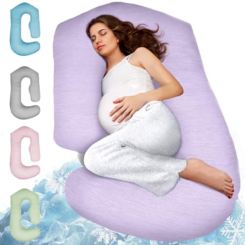 Image of Pregnancy Pillows for Sleeping - 57-Inch Maternity Pillow for Pregnant Women with Removable Washable Cover - Support for Back, Belly, Neck, Legs, & Hips - V C U Shaped Full Body Pillow