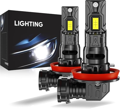 IGRARK Lamp Auto 80W 600% Helligkeit 16000LM 6000K Superhelle Weiß Scheinwerferbirne 1:1 Mini-Größe 12V 2 Stück (H .11/.9/.8)