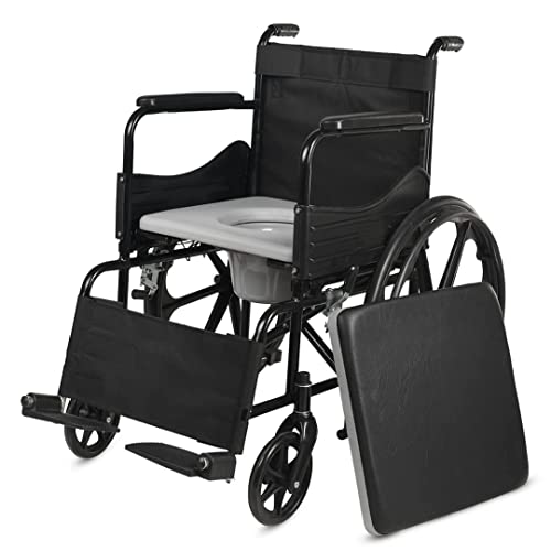 Image of Veayva Deluxe commode Wheel chair Foldable Commode Cum Wheelchair with removable air tight pot