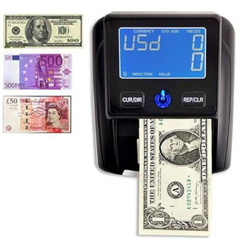 Detector de moneda falsa portátil con pantalla, detección magnética para USD y Euro, lector de billetes preciso y máquina de conteo